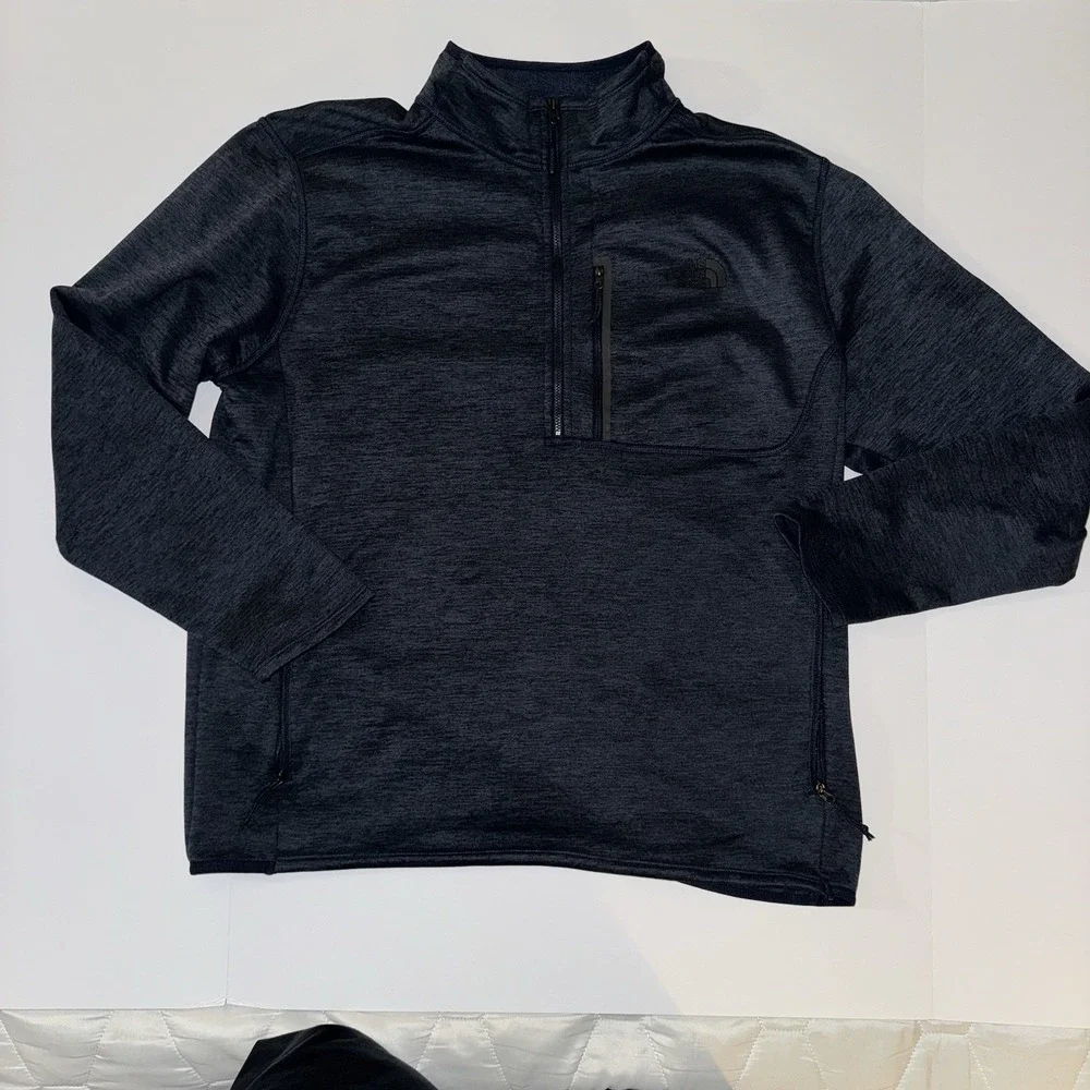 Men's XL The North Face Blue Fleece 1/4‎ Zip Mock Neck Sweatshirt Pocket